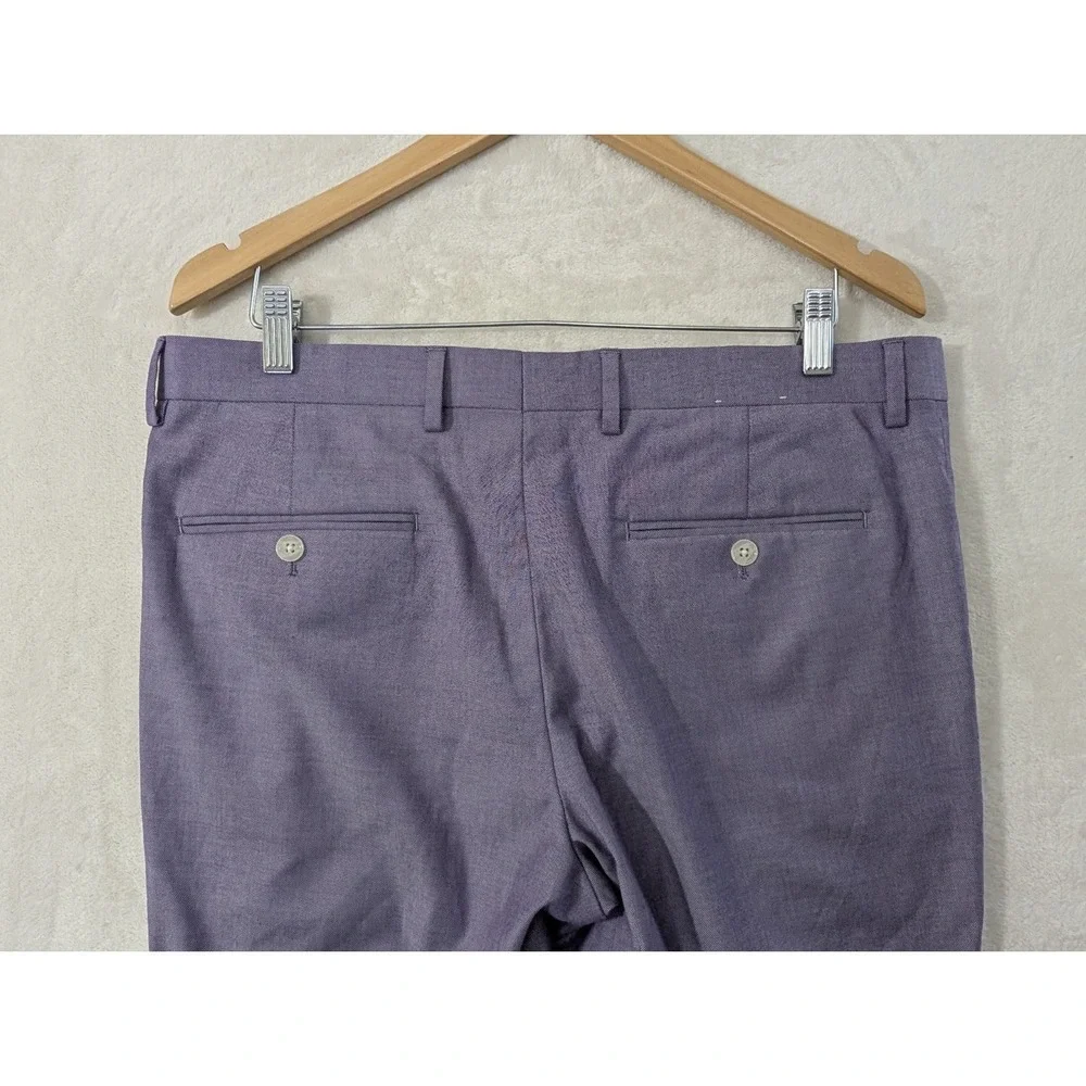 Express Performance Dress Pants Mens 33x30 Purple Extra Stretch Slim Flat Front